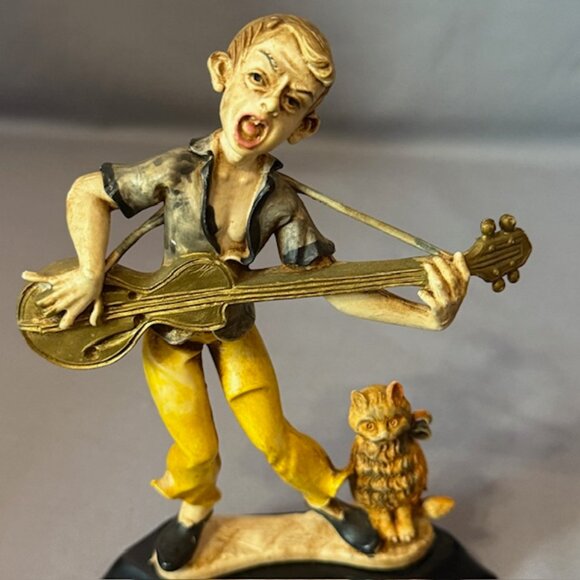 Roman Fontanini Italy Figurine Simonelli Depose Boy Cat Guitar Street Musician - Picture 2 of 4